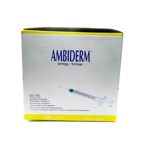 Jeringa De 10 Ml Amarilla 20G X 32 Mm Ambiderm Con 100 Piezas