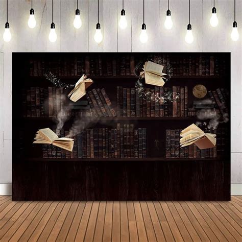 Library Bookshelf Background for Photography Vintage Retro Bookcase ...