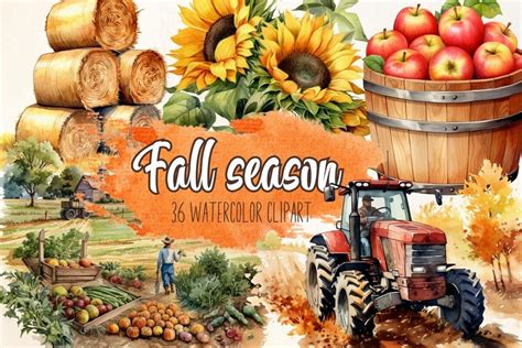 Watercolor Fall Season Harvest Clipart Graphic by Andel creative ...