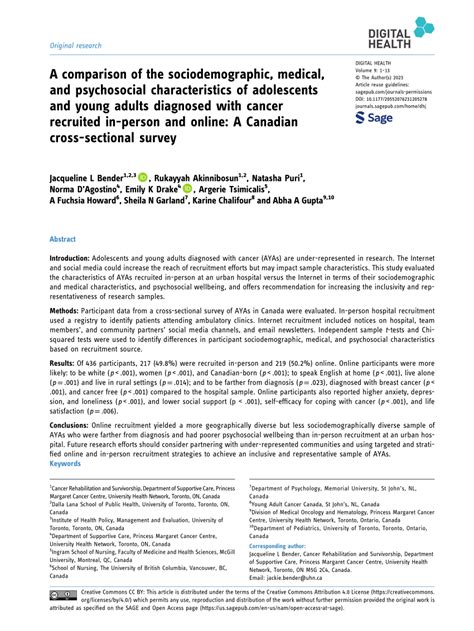 Pdf A Comparison Of The Sociodemographic Medical And Psychosocial