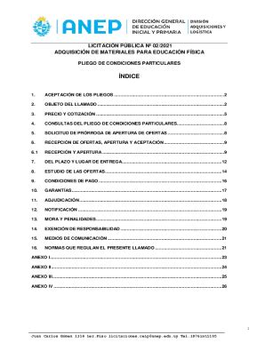 Completable En línea Pliego de Bases y Condiciones Generales Fax Email