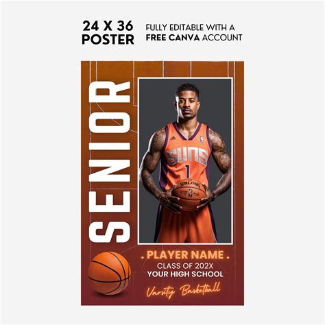 Senior Night Poster Template for Basketball High School Senior Banner
