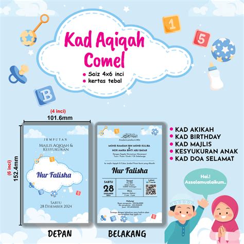 Kad Akikah Berkhatan Kesyukuran Doa Selamat Birthday Invitation