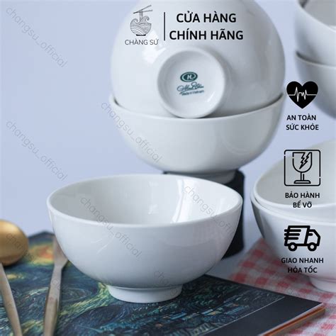 Bát sứ ăn cơm tráng men trắng trơn cao cấp 11 12cm - Chén cơm sứ Minh ...