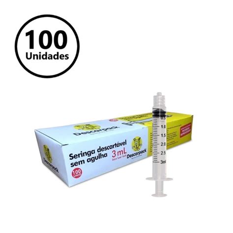 Seringa Descartável 03 Ml S ag Luer Lock C 100 Descarpack