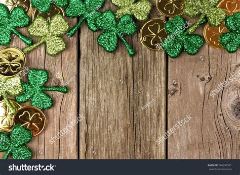 St Patricks Day Corner Border Shamrocks Stock Photo 566297581