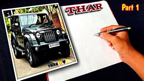 How To Draw Mahindra Thar Outline Tutorial Part Youtube