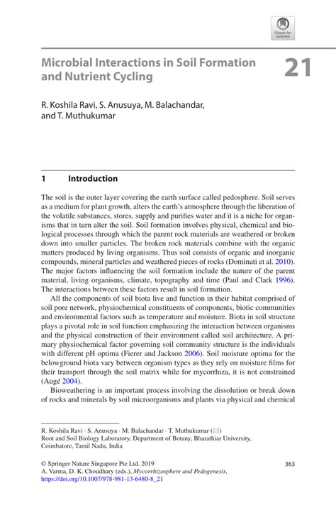 (PDF) Microbial Interactions in Soil Formation and Nutrient Cycling