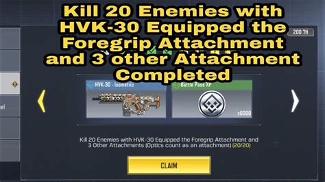 Kill 20 Enemies With HVK 30 Equipped The Foregrip Attachment And 3