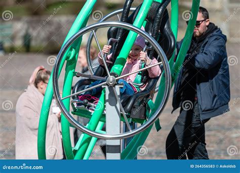 Kids Enjoy The Extreme Attraction Aerotrim A Human Gyroscope With A