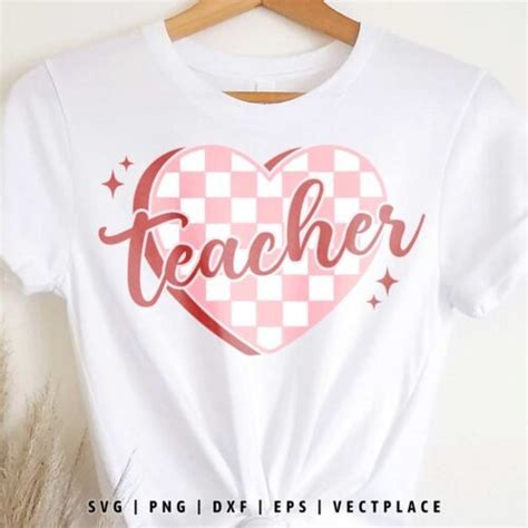 Teacher Checkered Heart Valentine SVG Vectplace