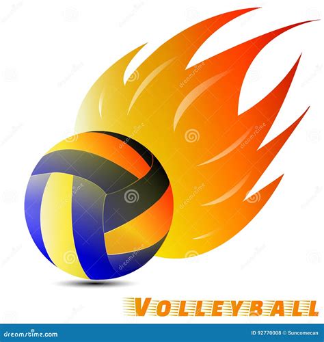 Volleyball Ball with Red Orange Yellow Tone of the Fire in White ...