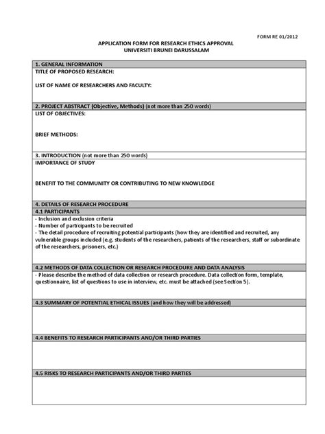 Ethics Approval Application Form Pdf Informed Consent Data