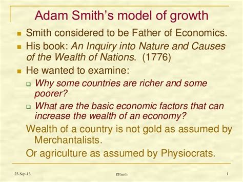 Brief Review Of Adam Smiths Main Concepts Of Growth