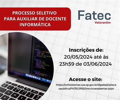 Processo Seletivo Para Auxiliar De Docente Na Fatec Votorantim