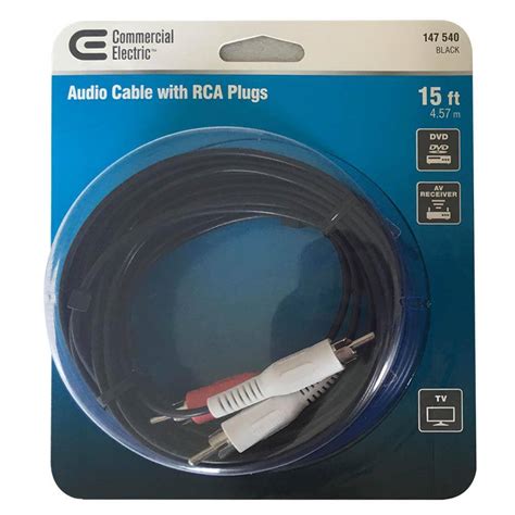 Commercial Electric 15 Ft Audio Cable With Rca Plugs 280489 The Home