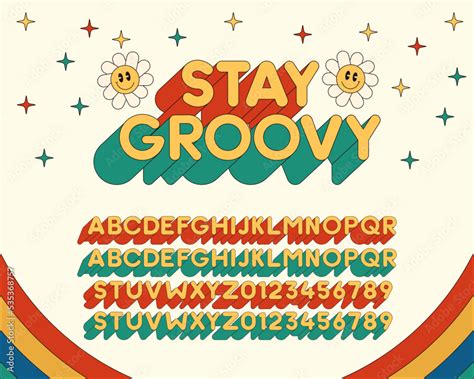 Retro 60s Early 70s Groovy Alphabet Vector Vintage Hippy Funky Font