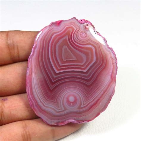 Rot Scheibe Achat Glatt Cabochon 57x48 MM Natürlich Geode Edelstein BS