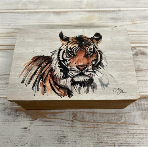wooden tiger keepsake box jewellery box trinket box box etsy