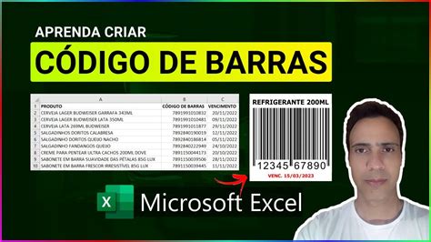 Passo A Passo Como Criar CÓdigo De Barras Para Impressão No Excel Youtube