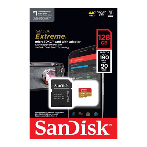 Sandisk Extreme Uhs I Microsd 128 Gb Memory Card And Adapter Sdsqxaa 128g Gn6ma Euronics