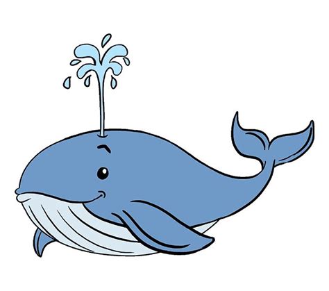 How to Draw a Whale | Whale drawing, Easy drawings, Cartoon whale