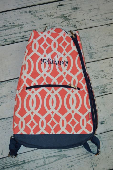 Personalized Tennis Racket Cover Bag Coral By Theroyalprincess