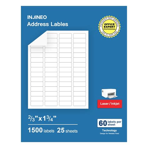 INJINEO Address Labels, 2/3" x1-3/4"(1500 Labels, 25 Sheets) – Labelnize