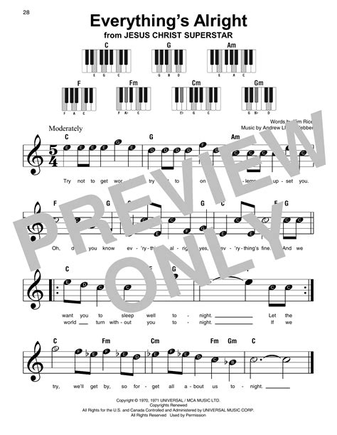 Everythings Alright By Andrew Lloyd Webber Sheet Music For Super Easy