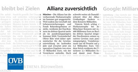 Allianz Zuversichtlich Ovb Heimatzeitungen