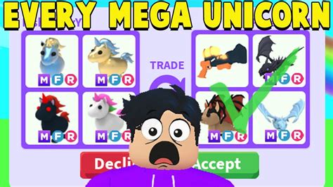 I Traded Every Mega Unicorn In Adopt Me First Ever Youtube