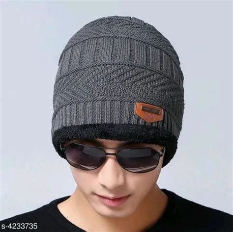 Mens Woolen Snow Proof Inside Fur Unisex Wool Beanie Cap Winter Size