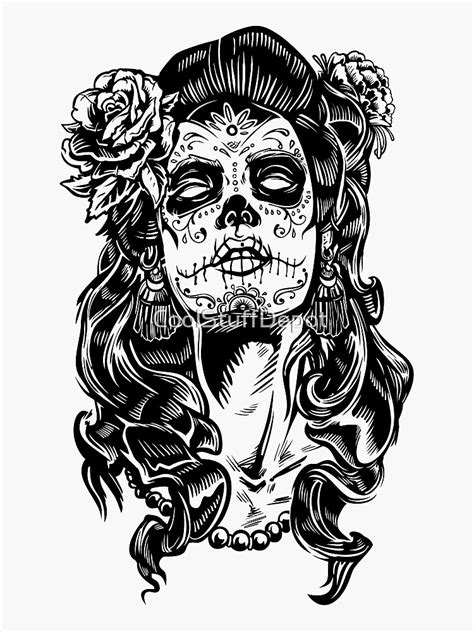 "Mexican Tattoo Woman Day Of The Dead" Sticker for Sale by ...