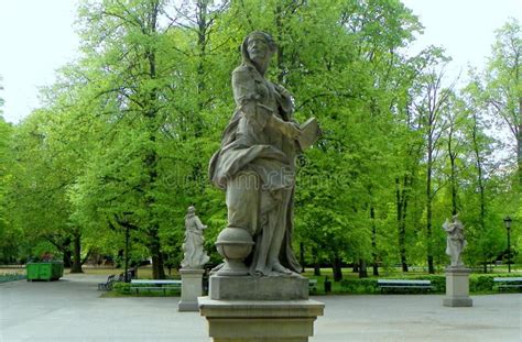 Poland Warsaw Saxon Garden Rococo Sandstone Statue Stock Image