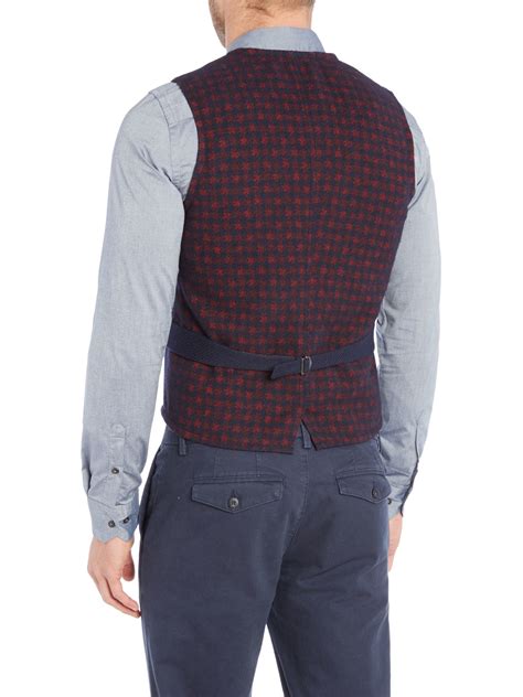 Sisley Men Checked Back Waistcoat In Blue For Men Lyst