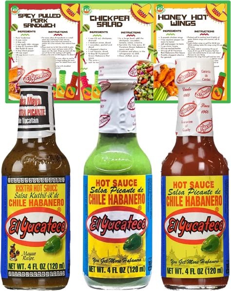 Go2 Groceries Chilli Hot Sauce Bundle Contains El Yucateco Green Habanero Salsa Kutbil Ik De