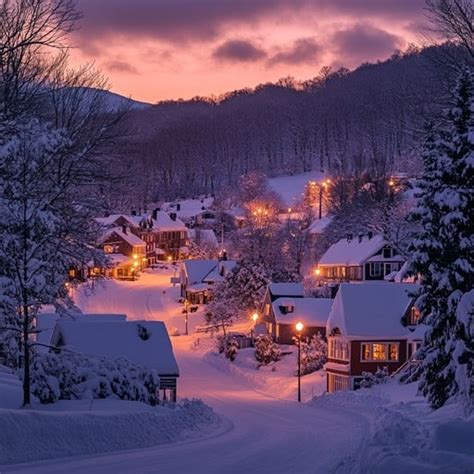 Snowy Village Scene