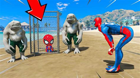 BEBE HOMEM ARANHA PRESO NA JAULA DE TUBARÃO MEGALODON no GTA 5 YouTube