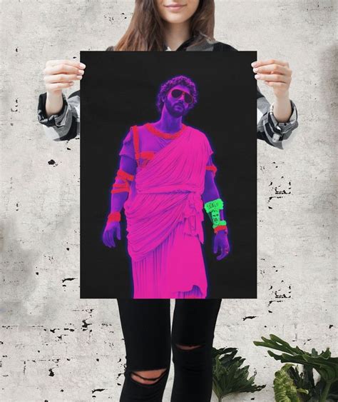 Neon Marcus Aurelius Pop Art Print Vaporwave Aesthetic Roman Etsy In