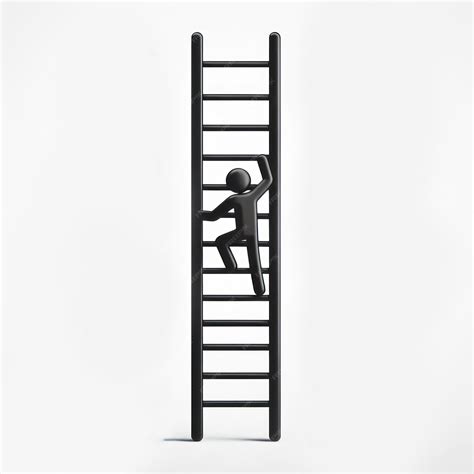 Premium Photo Stickman Climbing Ladder Career Ladder Concept