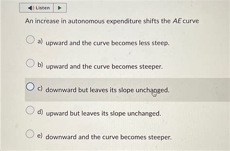 Solved Listenan Increase In Autonomous Expenditure Shifts Chegg