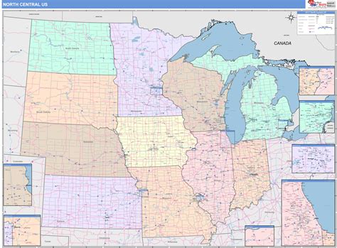 US North Central Regional Wall Map Color Cast Style by MarketMAPS