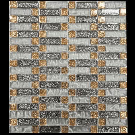 Silver And Gold Strip Glass Mosaic Tiles Size 305x265x5 5