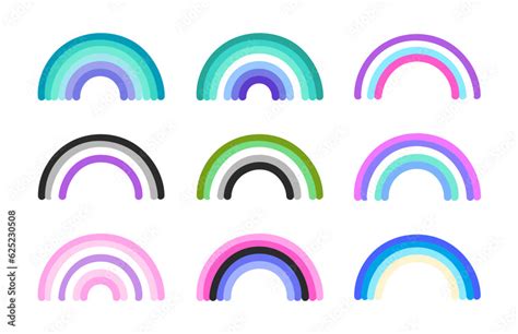 Lgbt Sexual Identity Pride Flags Collection Rainbow Lesbian Gay