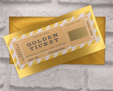 Personalised Golden Ticket Surprise Scratch Card Scratch Etsy