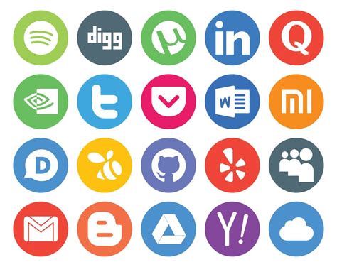 Social Media Icon Pack Including Gmail Yelp Tweet Github Disqus