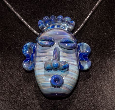 Glass Tiki Pendant Sculpted Moai Necklace Tiki Bar Jewelry Accessories