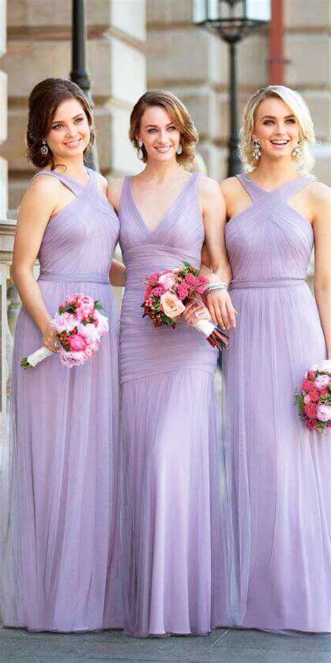 Long X Cross Neckline Lavender Bridesmaid Dresses Sorella Vita Lavendar