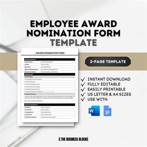 Employee Award Nomination Form Template Employee Recognition Form ...