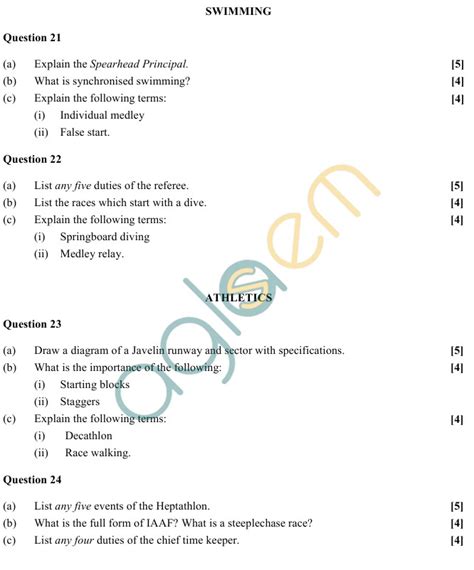 Isc Class 12 Sample Paper 2019 2018 2017 Physical Education Aglasem Schools